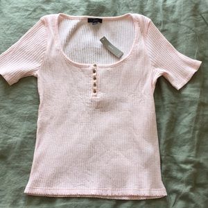 J. Crew Scoop-neck Ribbed Henley Pink Size S
